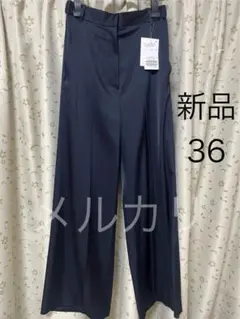 新品　NOBLE ルナサテンベルテッドパンツ　ネイビー　36