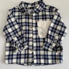 ZARA ネイビーとホワイトのチェックシャツ 9-12ヶ月
