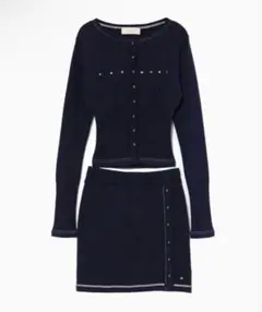 andmary Mary logo cardigan set up navy