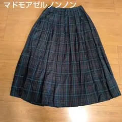 マドモアゼルノンノン　ロングスカート　チェック柄パパス　日本製　コットン