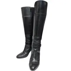 DIANA ダイアナ 本革 バックル サイドジップ ロングブーツ 23.5cm