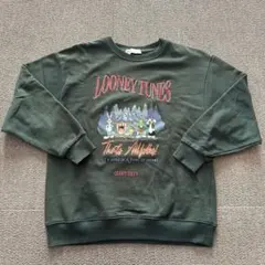 しまむら ルーニーテューンズ ロゴスデイズ トレーナー グリーン Mサイズ