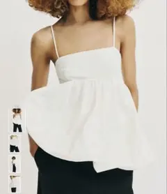 ZARA バルーンストラップトップス ホワイトのサムネイル