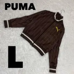 美品 PUMA プーマ トラックジャケット ジャージ ストライプ ブラウン L
