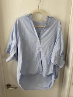 【AMERICAN HOLIC】五分袖シャツ Lサイズ ライトブルー