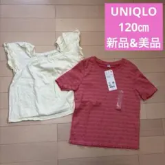 【新品&美品】セット売りUNIQLO 120 半袖 カットソー ２枚組 記名なし
