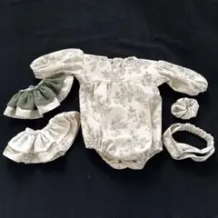 値下げ中【お揃い】5点セット ぽわん袖ベビー服（80）ヘアバンド・スタイ付き