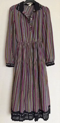 古着 ヴィンテージ レトロ ワンピース 紫 緑 黒