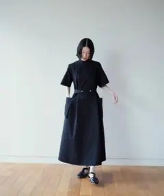 完売品 foufou ヘンリーネックボリュームスリーブワンピース ブラック