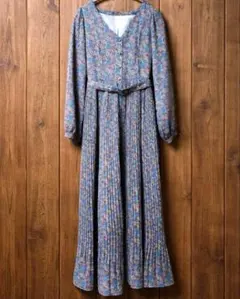 美品♡NICE CLAUP♡花柄ロングワンピース♡ナイスクラップ ♡プリーツ 春