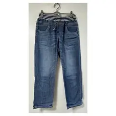 ストライプ　ゴムウエスト デニム　ジーンズ　XL