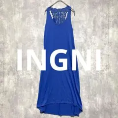 訳あり　イング　ブルーレース　バックノースリーブワンピース　M