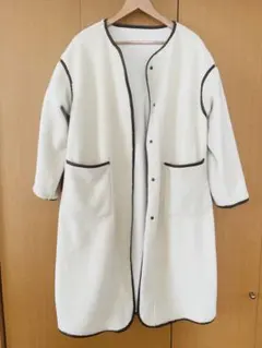 フェイクスエードボアリバーシブルノーカラーコート⌘ikka