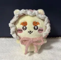 ハンドメイド ちいかわ おすわりぬいぐるみ ボンネット サーモンピンク ラメ
