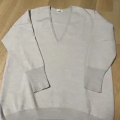 IÉNA ライトグレー Vネック 長袖ニット