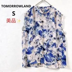【美品】トゥモローランド ノースリーブブラウス シルク 透ける 花柄 日本製 S