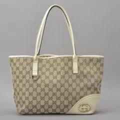 美品◇グッチ ニューブリット トートバッグ GGキャンバス レザー ベージュ 鞄