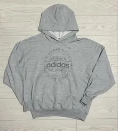 adidas パーカー グレー 胸ロゴ フード 男女兼用