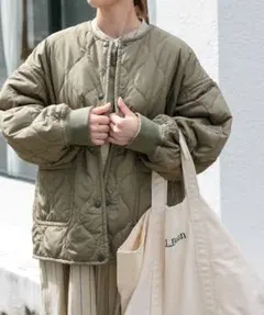 アーバンリサーチドアーズ　フォークアンドスプーン　リバーシブルノーカラーブルゾン