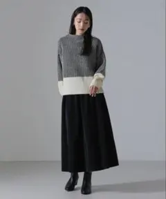 【新品タグ付き】ナノユニバース　シャドーストライプ　ニットプルオーバー