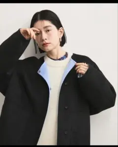 オーバーサイズ黒水色ジャケット