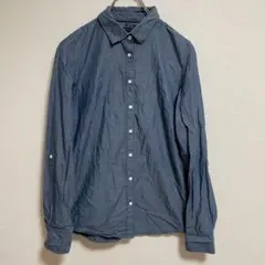 TOMMY HILFIGER 長袖シャツ　ロゴ入りシャツ　ドット柄　ブルー　XS