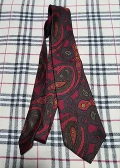 ErmenegildoZegna　ペイズリー柄 ネクタイ 赤黒