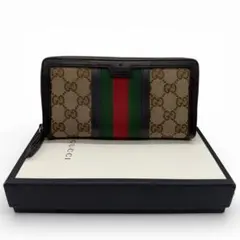 【美品】 GUCCI GG ウェブストライプ 長財布　箱付き