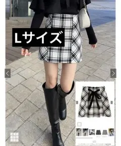バックリボンツイードチェックミニスカート gm699