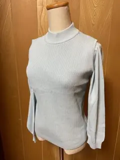 【春服新品】フェンネルハイネックリブニットノースリーブと長袖ニットソーセット