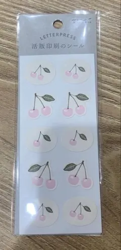 Letterpress 活版印刷のシール さくらんぼ柄 MIDORI