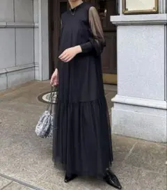 【CAPRICIEUX LE'MAGE】チュールハイネックワンピース