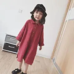 키즈 키즈 롱 드레스 셔츠 드레스 롱 셔츠 사이드 슬릿
