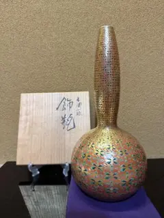 北出星光　金蘭手瓢形花文徳利　九谷焼北出塔次郎に師事　酒器　飾瓶　花入 北出星光 金蘭手瓢形花文徳利 九谷焼北出塔次郎に師事 酒器 飾瓶 花入