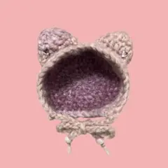 ネコ耳ボンネット　10〜12センチぬい服