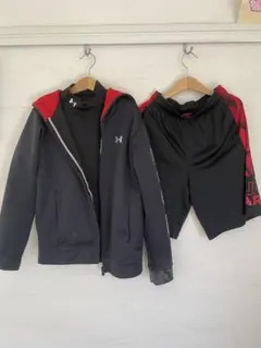 UNDER ARMOUR ジャージ3点セット YLG 黒/赤