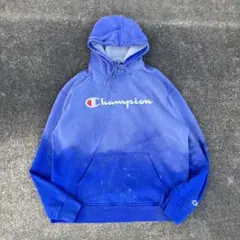 う*さ様 鬼フェード Champion ロゴパーカー XL以上 褪色 ブルー系