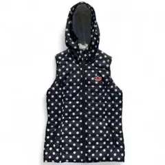 adidas アディダス ダウンベスト 水玉 裏起毛フード M