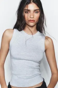 【新品未使用タグ付き】ZARA リブストラップトップス S