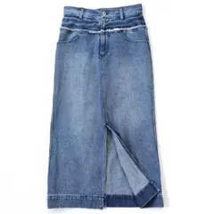 2024AW　サロンアダムエロペ　デニムスカート　ロング　ヴィンテージ加工　S