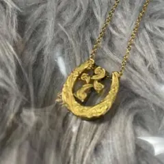 ゴールド クロス 花モチーフ ネックレス