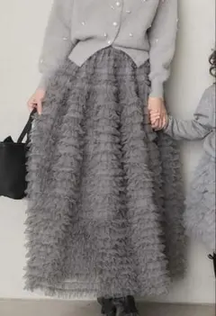 【即納】新品 ホイップチュールティアードスカート グレー freneフラーネ同型