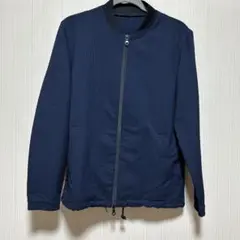 ワールドTHE SHOP TKワッフル素材 ジップアップ ブルゾン ネイビーＬのサムネイル
