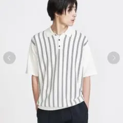 info. BEAUTY&YOUTH コットンストライプニットポロシャツ M 綿のサムネイル