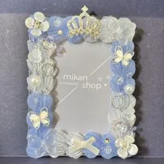 トレカケース　硬質ケース　ホイップデコ　リボン　王冠　花　青　アイスブルー