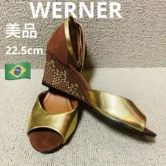 ❣️美品22.5cmブラジル製　贅沢スタッズ WERNERウェッジソールサンダルのサムネイル