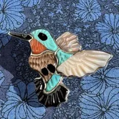 ヴィンテージ　ズニ族　蜂鳥　ハチドリ　ハミングバード　ピン・ペンダント　２ウェイ