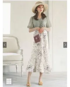 GRL グレイル 花柄マーメイドロングスカート［gc55］オフホワイト　Sサイズ