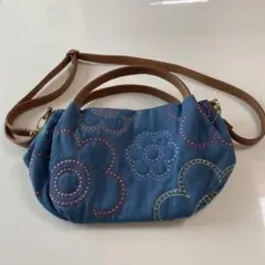 花柄刺繍デニム風ショルダーバッグ