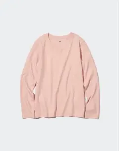 ユニクロ スムースストレッチコットンクルーネックT 長袖 ピンク S